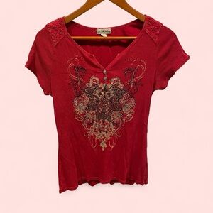 Cute y2k soft baby rib bling button neck cap sleeve top Live and let live